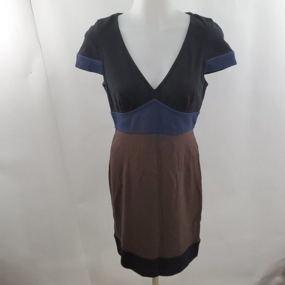 BcbgMaxAzria Dress 6P 6 Petite Color Block Brown B